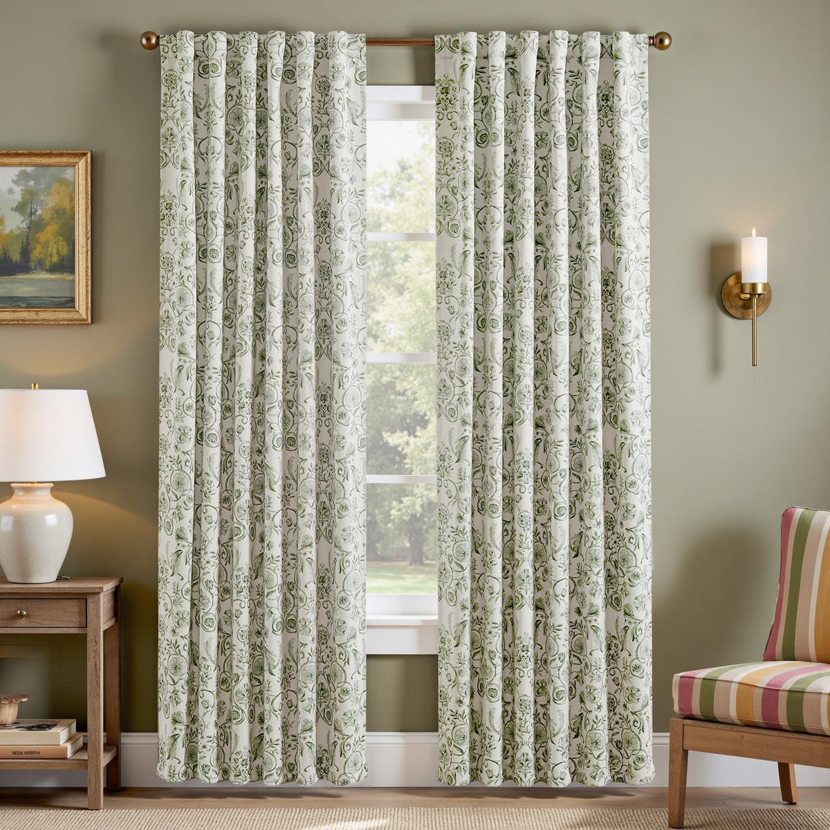 jinchan Black Boho Floral Blackout Curtains 84 Inch Grommet 2 Panels