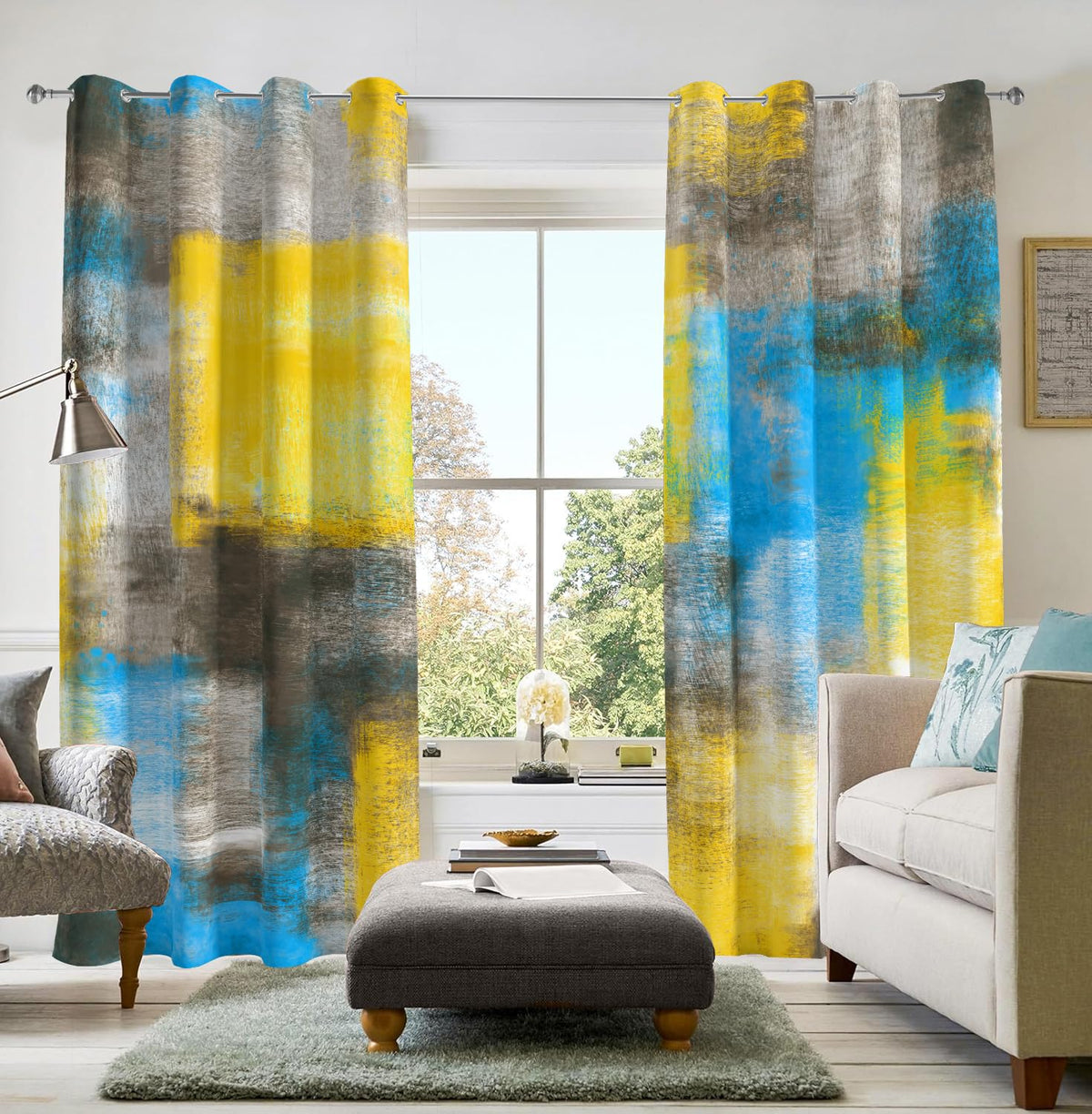 Asuexpect Burnt Orange Abstract Curtains for Kitchen, 26W x 36L, 2 Panels