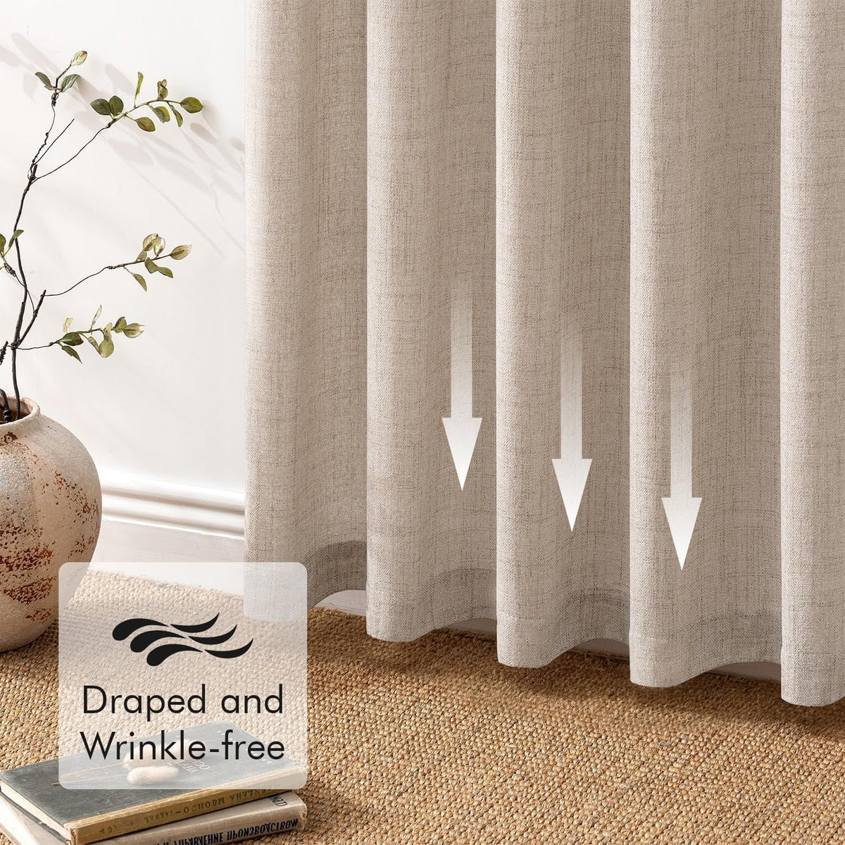 MIULEE 36 Inch Linen Textured Sheer Cafe Curtains Kitchen Window Tan Beige