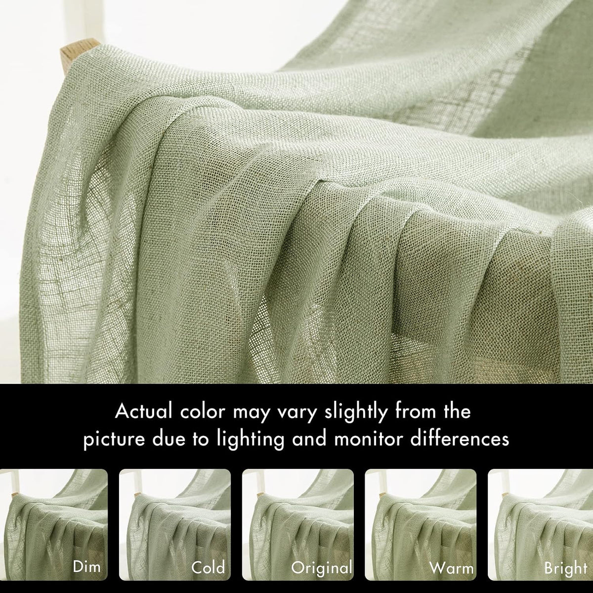 MIULEE Spring Linen Textured Kitchen Window Curtains over Sink 24 Inch Length Semi Sheer Farmhouse Small Curtains for Cafe Bathroom Basement, Short Rod Pocket Tier Curtains 2 Panels W26XL24 Sage Green