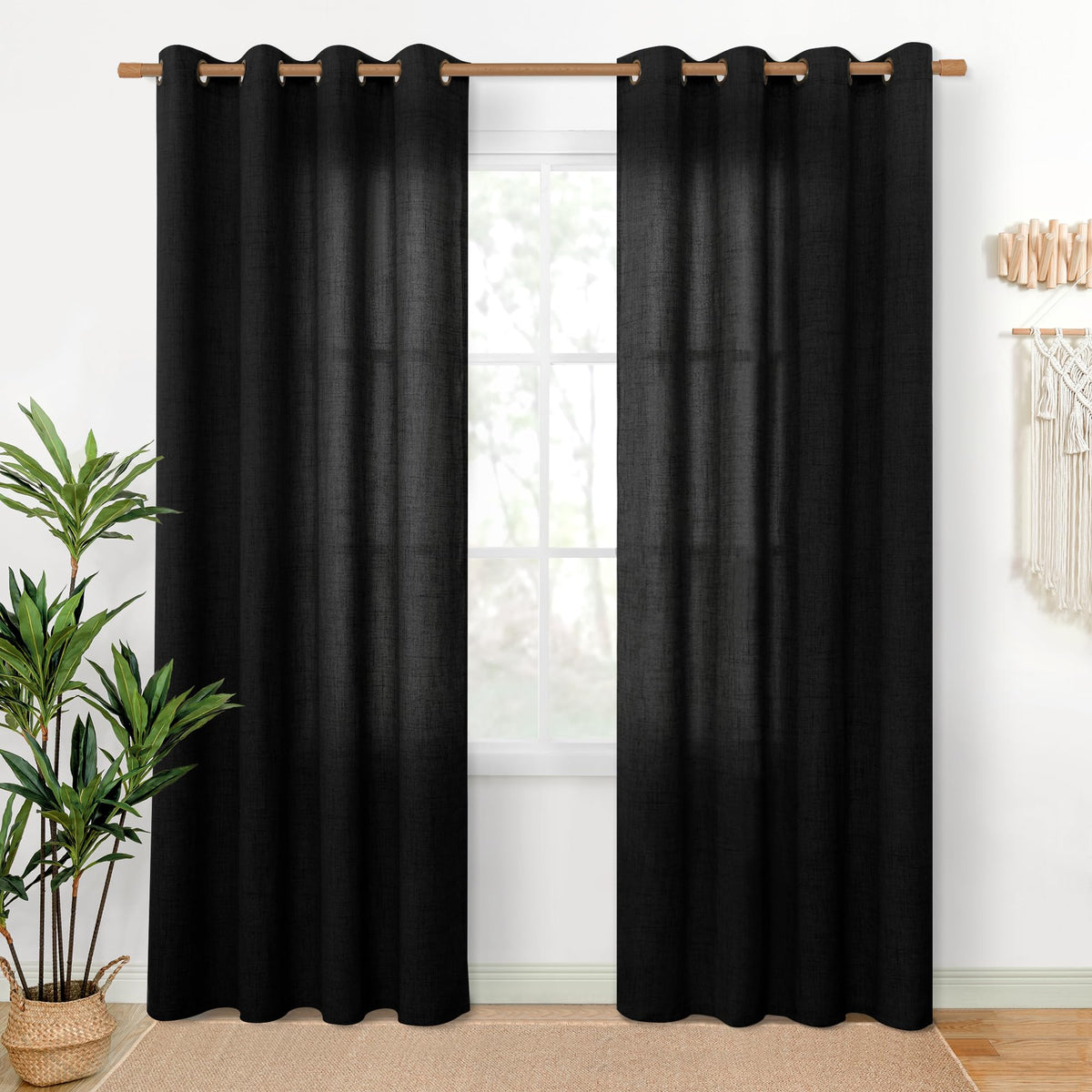 YoungsTex Linen Kitchen Window Curtains 40 Inch Length 2 Panels