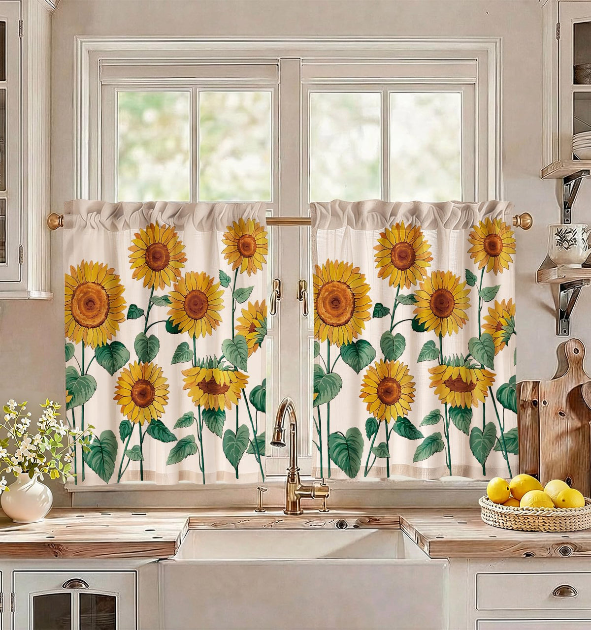 Miss Adola 36 Inch Length Kitchen Tier Curtains, Vintage Floral