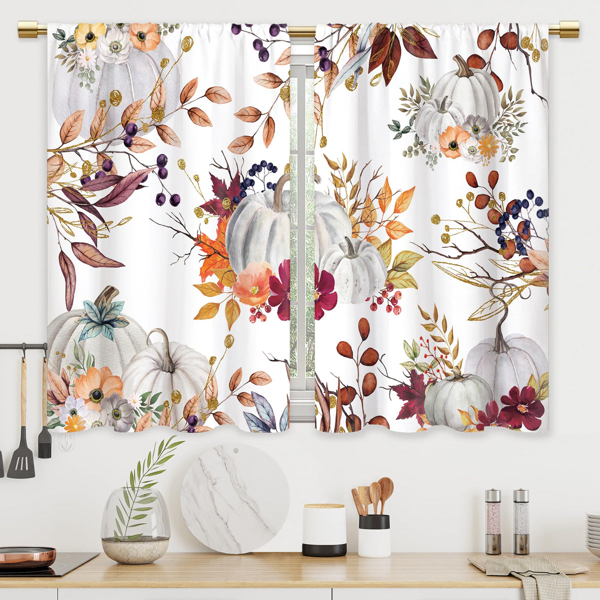 Farmhouse Rooster Kitchen Curtains Rustic Country Bathroom Curtains Window Treatment Drapes Tier Sunflower Vintage Cafe Small Bedroom Short French Door Curtains 2 Panels 27.5x39 Inch