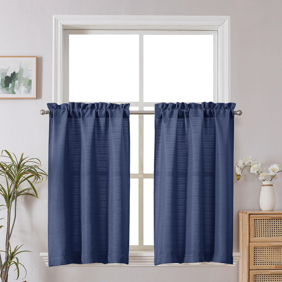 Chyhomenyc 2 Panels White Kitchen Curtains 36 Inch Length Tier Curtain