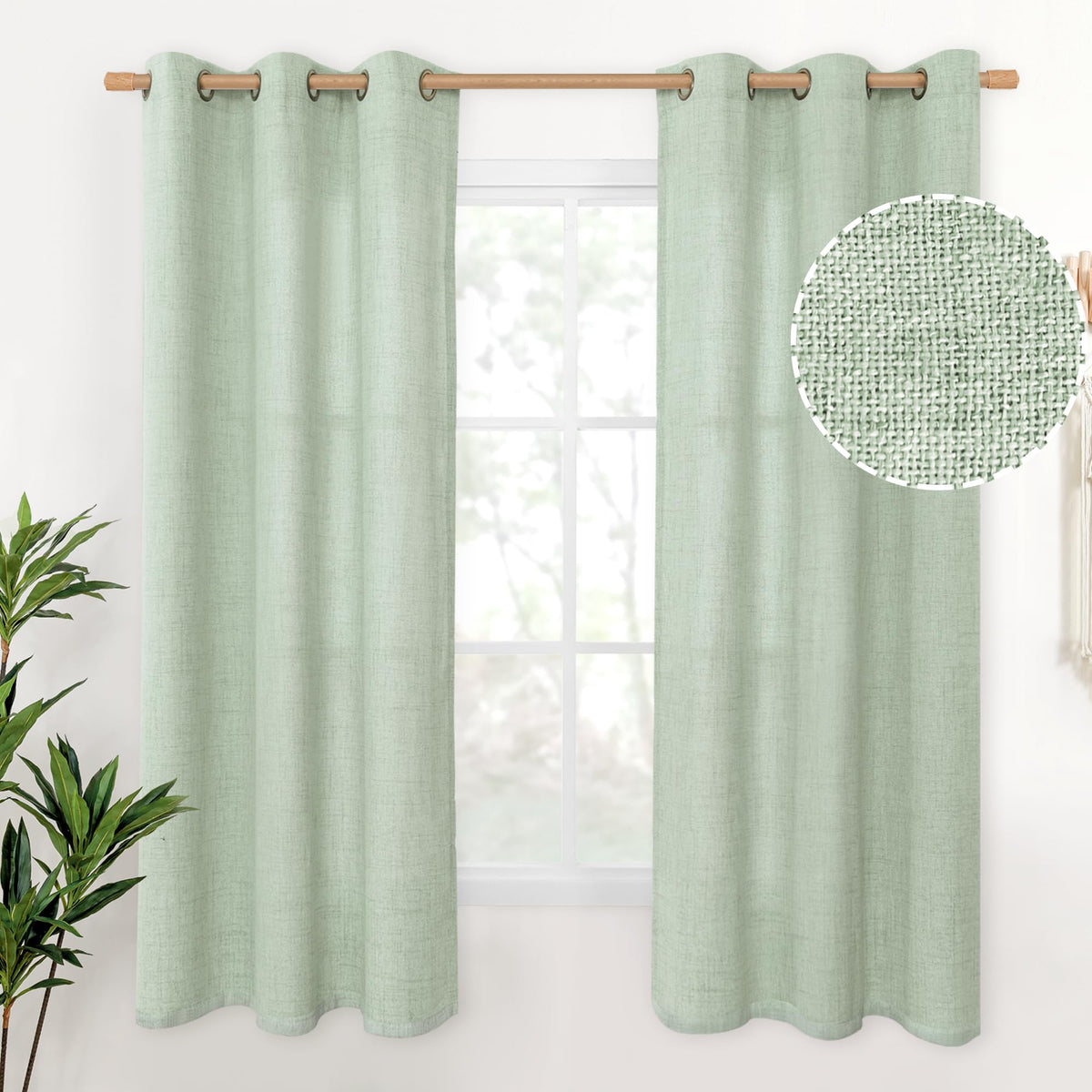 YoungsTex Linen Kitchen Window Curtains 40 Inch Length 2 Panels