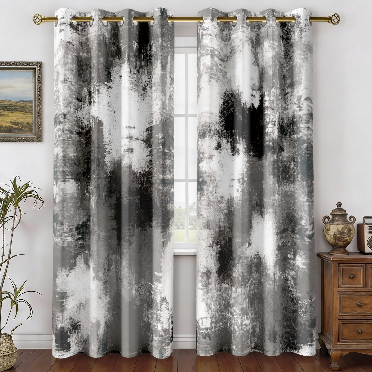 Asuexpect Burnt Orange Abstract Curtains for Kitchen, 26W x 36L, 2 Panels