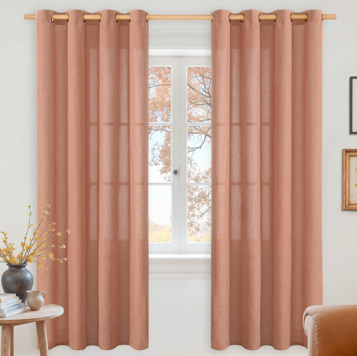 YoungsTex Linen Kitchen Window Curtains 40 Inch Length 2 Panels