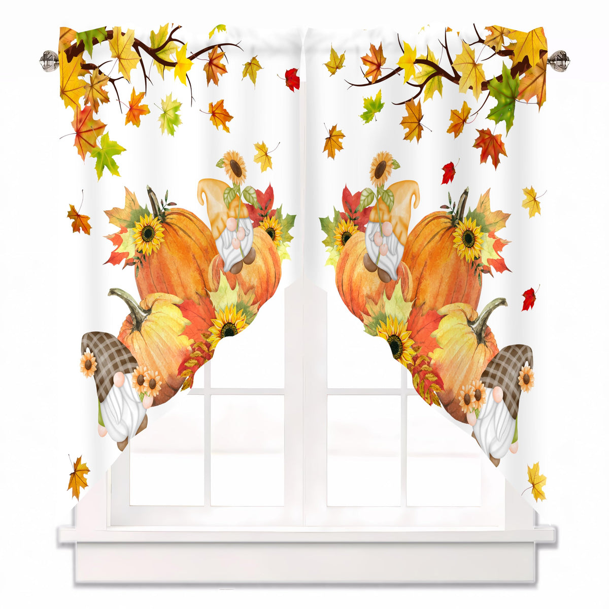 Sage Green Eucalyptus Leaves Swag Curtains 1 Pair, 28x36 in
