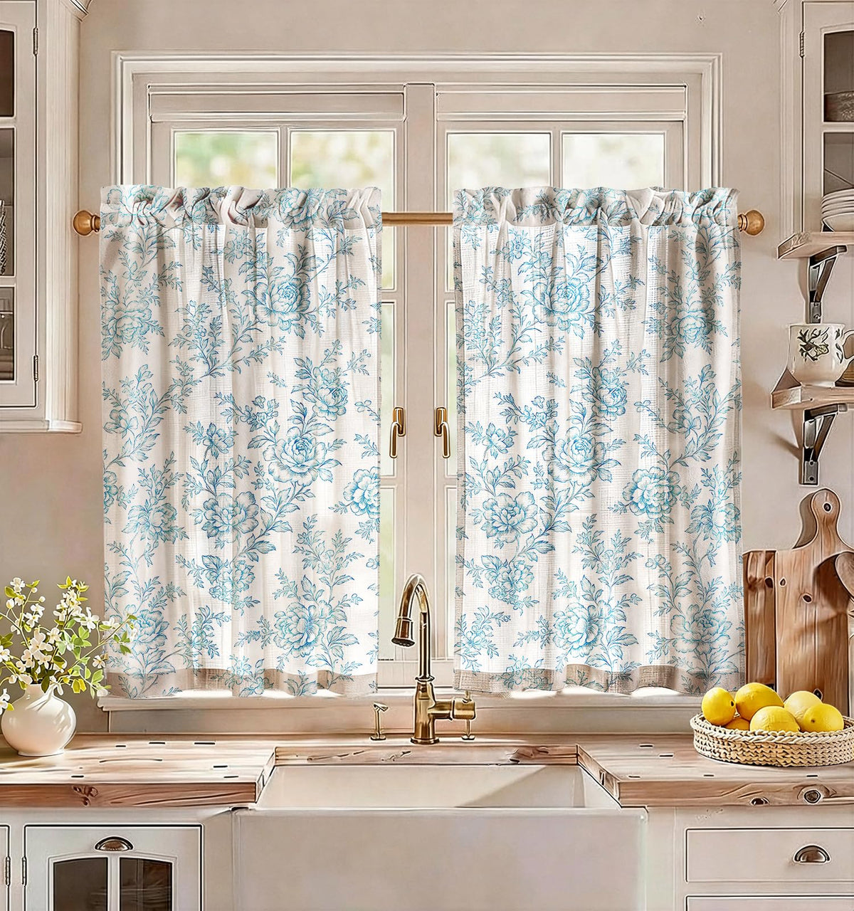 Miss Adola 36 Inch Length Kitchen Tier Curtains, Vintage Floral