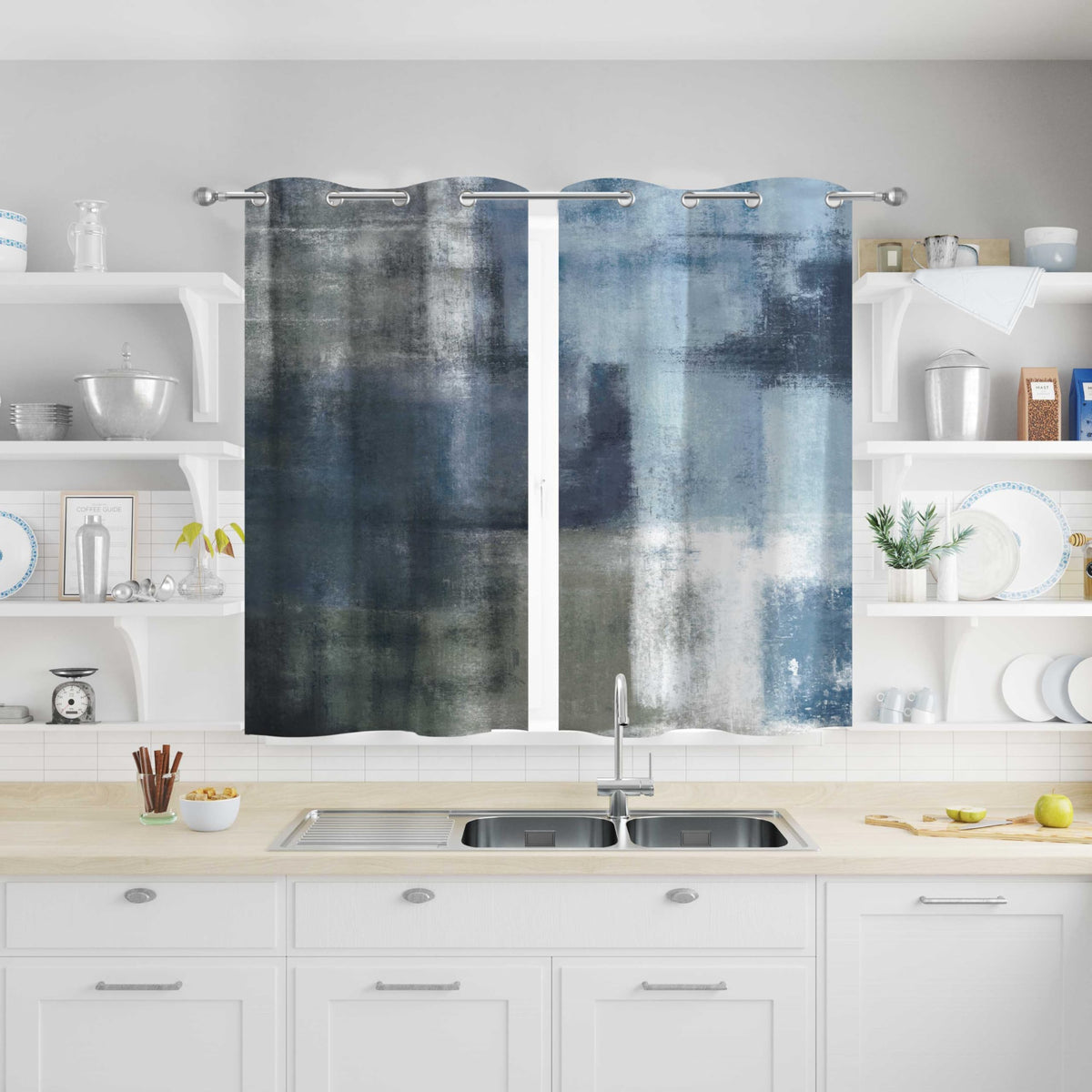 Asuexpect Burnt Orange Abstract Curtains for Kitchen, 26W x 36L, 2 Panels