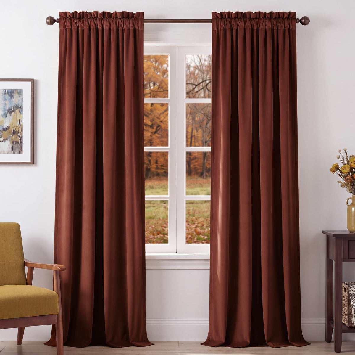 NICETOWN Black Out Velvet Curtains 63 inches Long for Kitchen