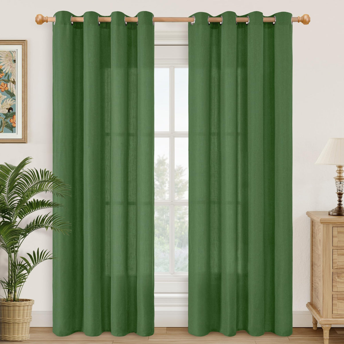 YoungsTex Linen Kitchen Window Curtains 40 Inch Length 2 Panels