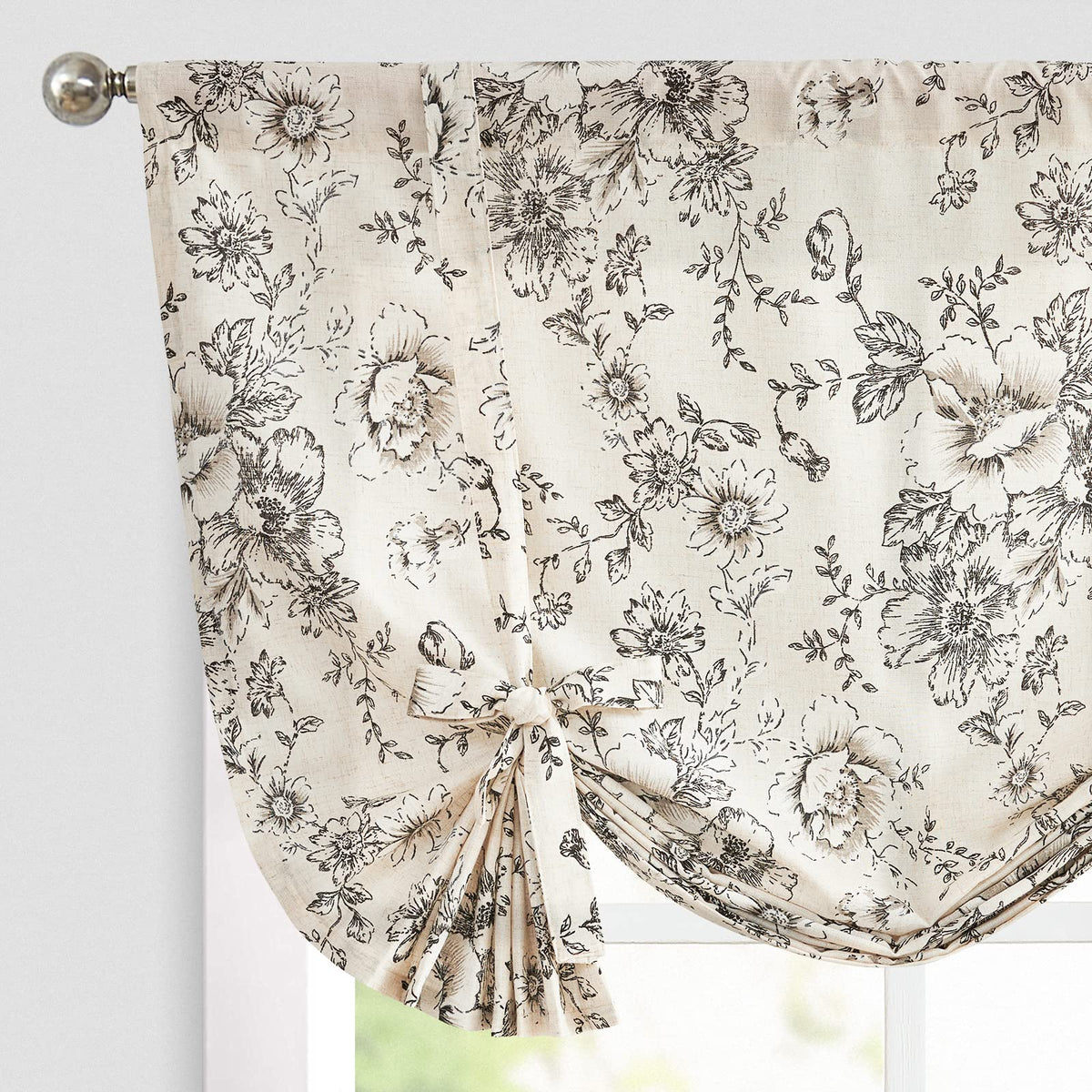 jinchan Swag Valance for Windows 36 Inch Length Farmhouse 2 Panels Beige