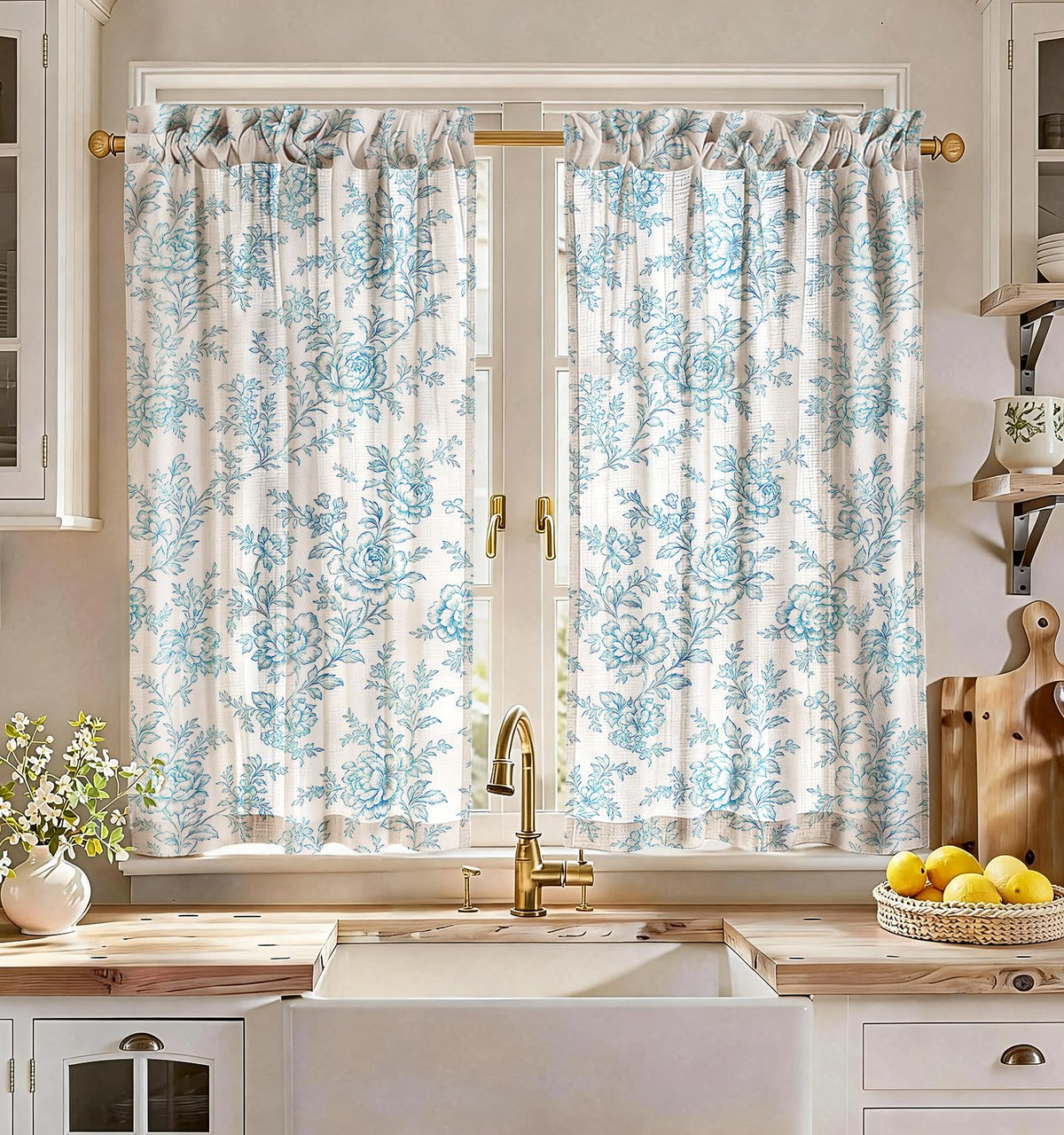 Miss Adola 36 Inch Length Kitchen Tier Curtains, Vintage Floral