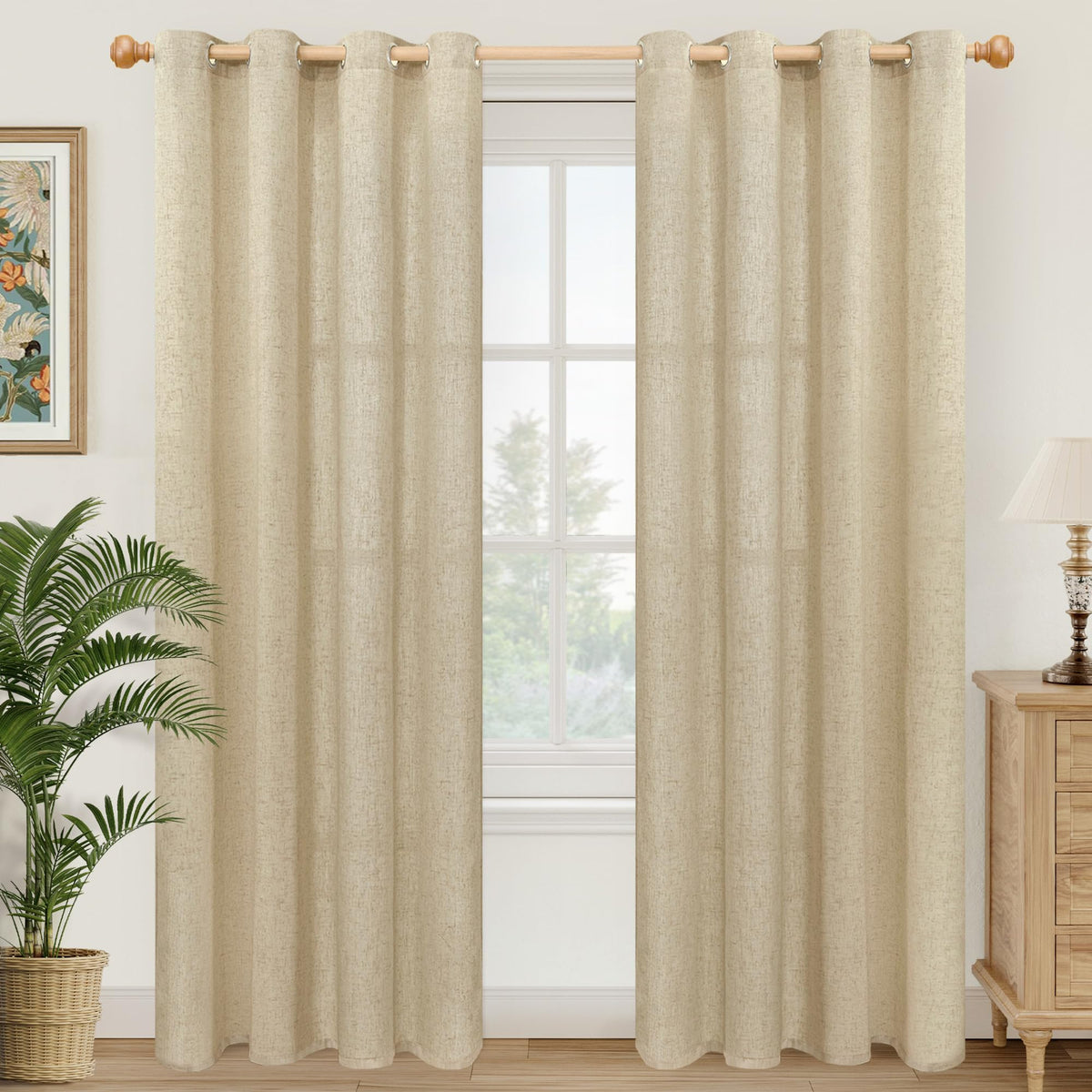 YoungsTex Linen Kitchen Window Curtains 40 Inch Length 2 Panels
