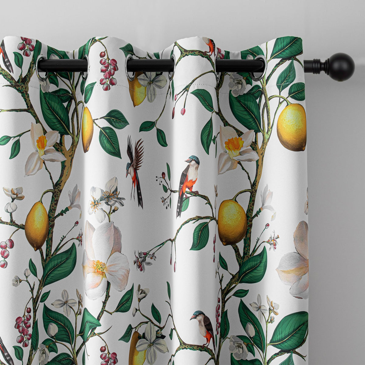 MYSKY HOME Floral Blackout Curtains 45 inch Length 2 Panels Yellow and Blue