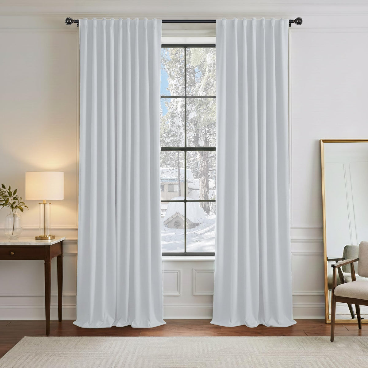PONY DANCE Black Kitchen Blackout Curtains Over Sink, W 42 x L 45 inches
