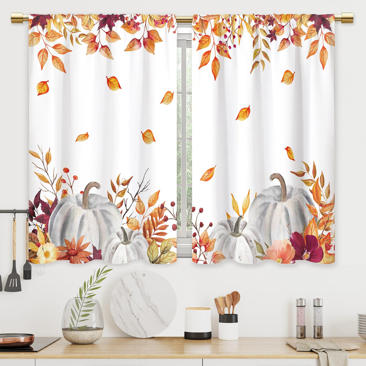 Farmhouse Rooster Kitchen Curtains Rustic Country Bathroom Curtains Window Treatment Drapes Tier Sunflower Vintage Cafe Small Bedroom Short French Door Curtains 2 Panels 27.5x39 Inch