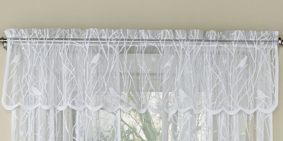Sweet Home Collection Old World Style Floral Heavy Lace Kitchen Curtain Swag pair Hopewell Cream