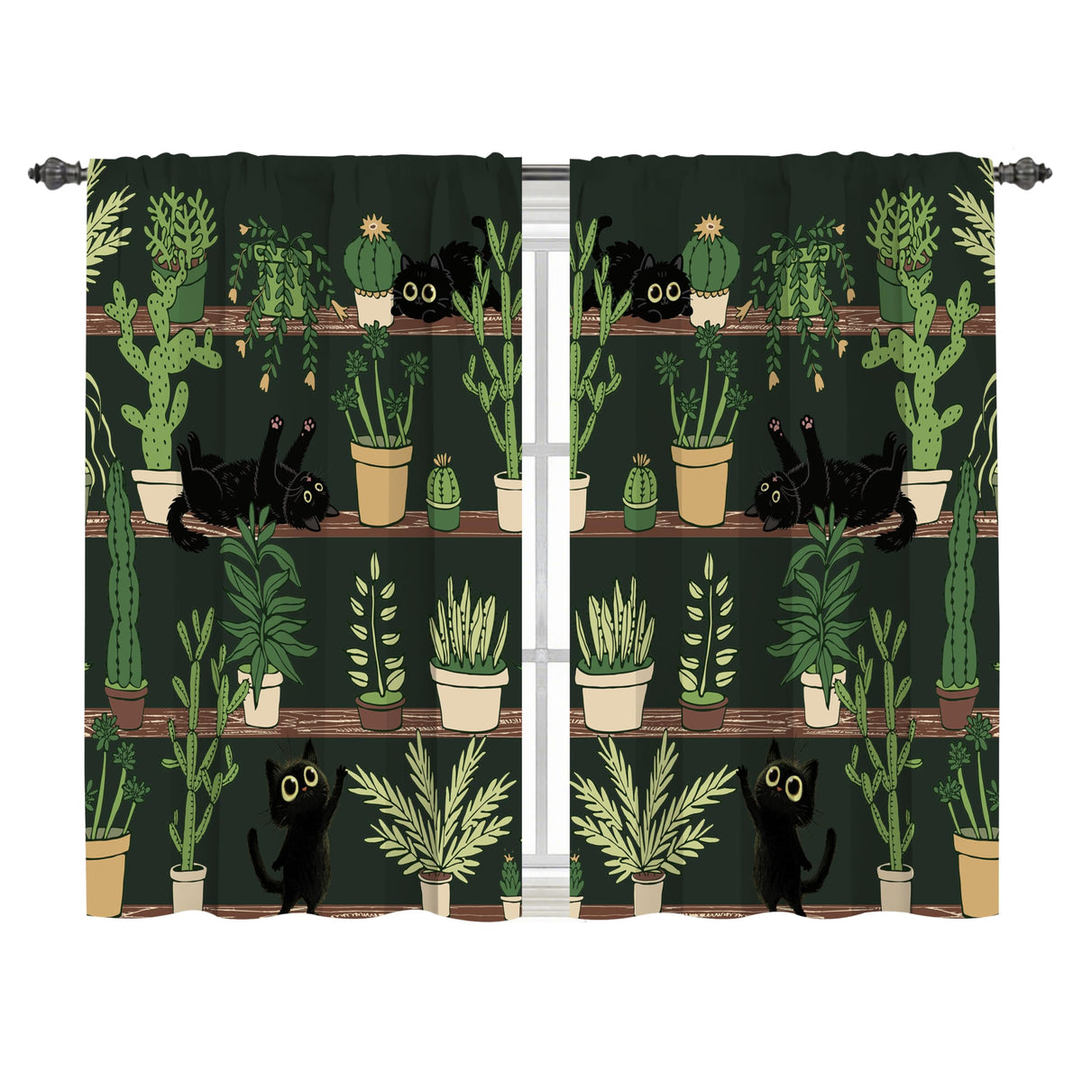 Worltoldb Black Grey Kitchen Curtains Cafe Curtains for Bathroom Dining Room Living Room Pocket Window Drapes 2 Panels Set 28"x36"