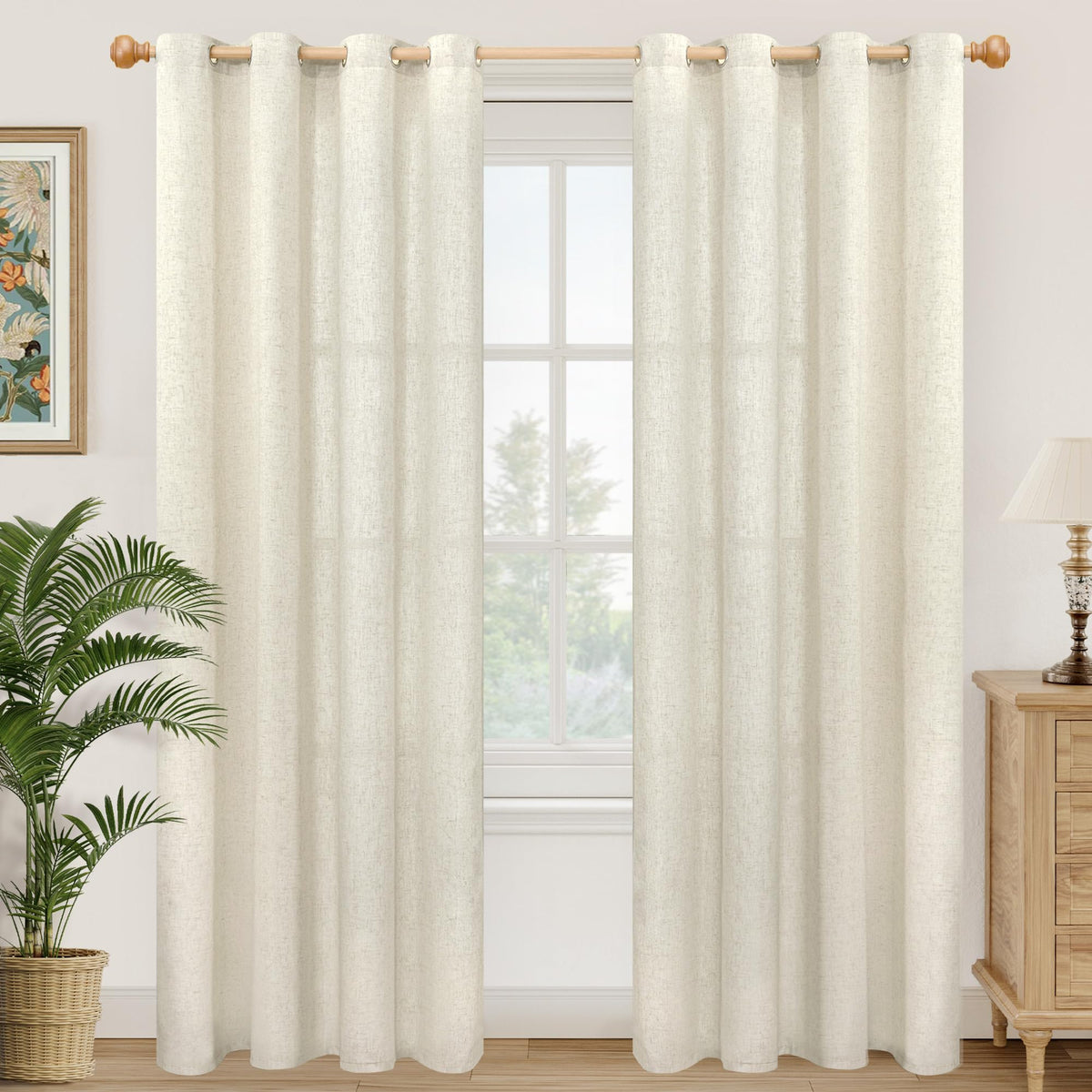 YoungsTex Linen Kitchen Window Curtains 40 Inch Length 2 Panels