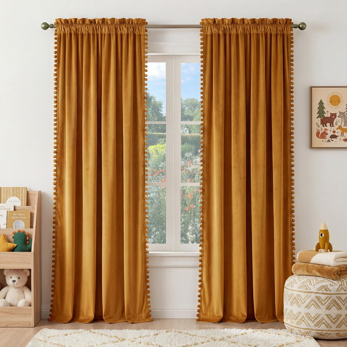 NICETOWN Black Out Velvet Curtains 63 inches Long for Kitchen
