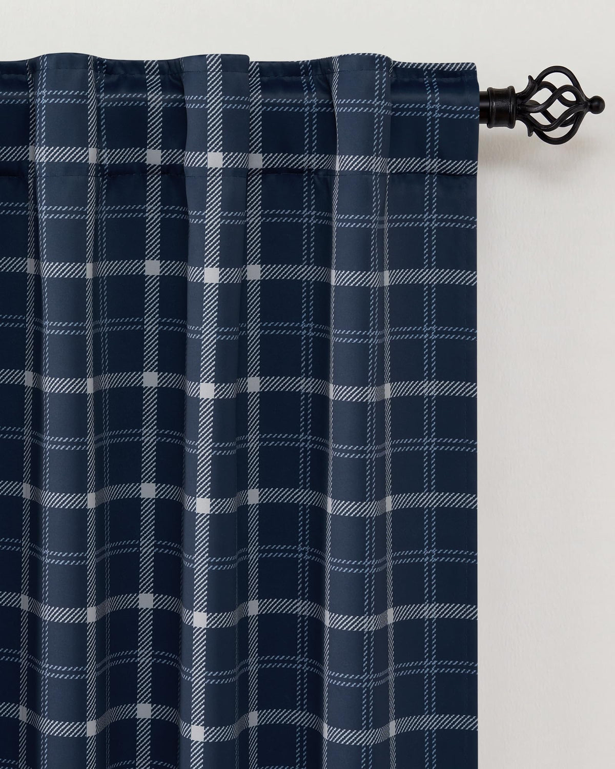 NICETOWN Olive Green Farmhouse Gingham Tiers Kitchen 100% Blackout Curtains