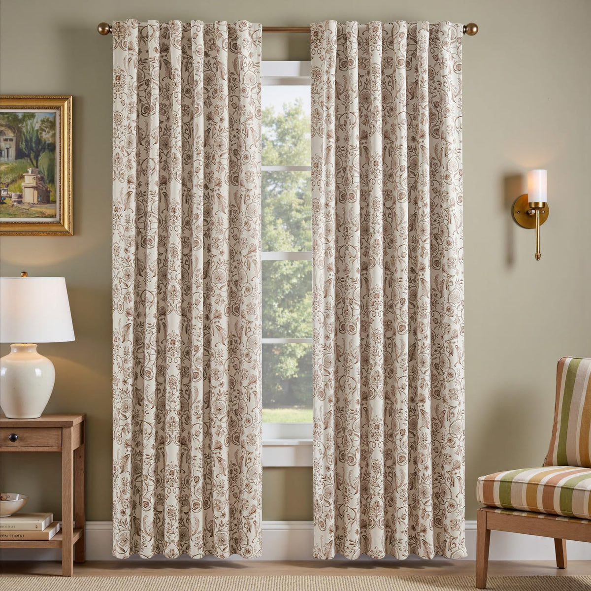 jinchan Black Boho Floral Blackout Curtains 84 Inch Grommet 2 Panels