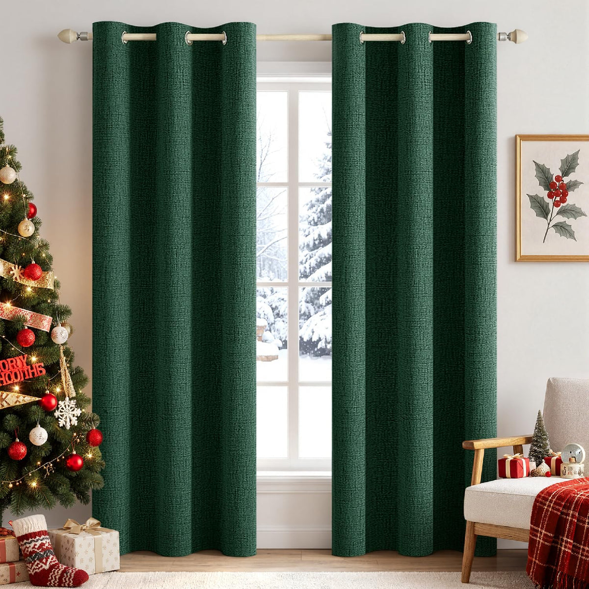 MIULEE 100% Blackout Linen Curtains for Bedroom 52x54 Inches Natural Beige