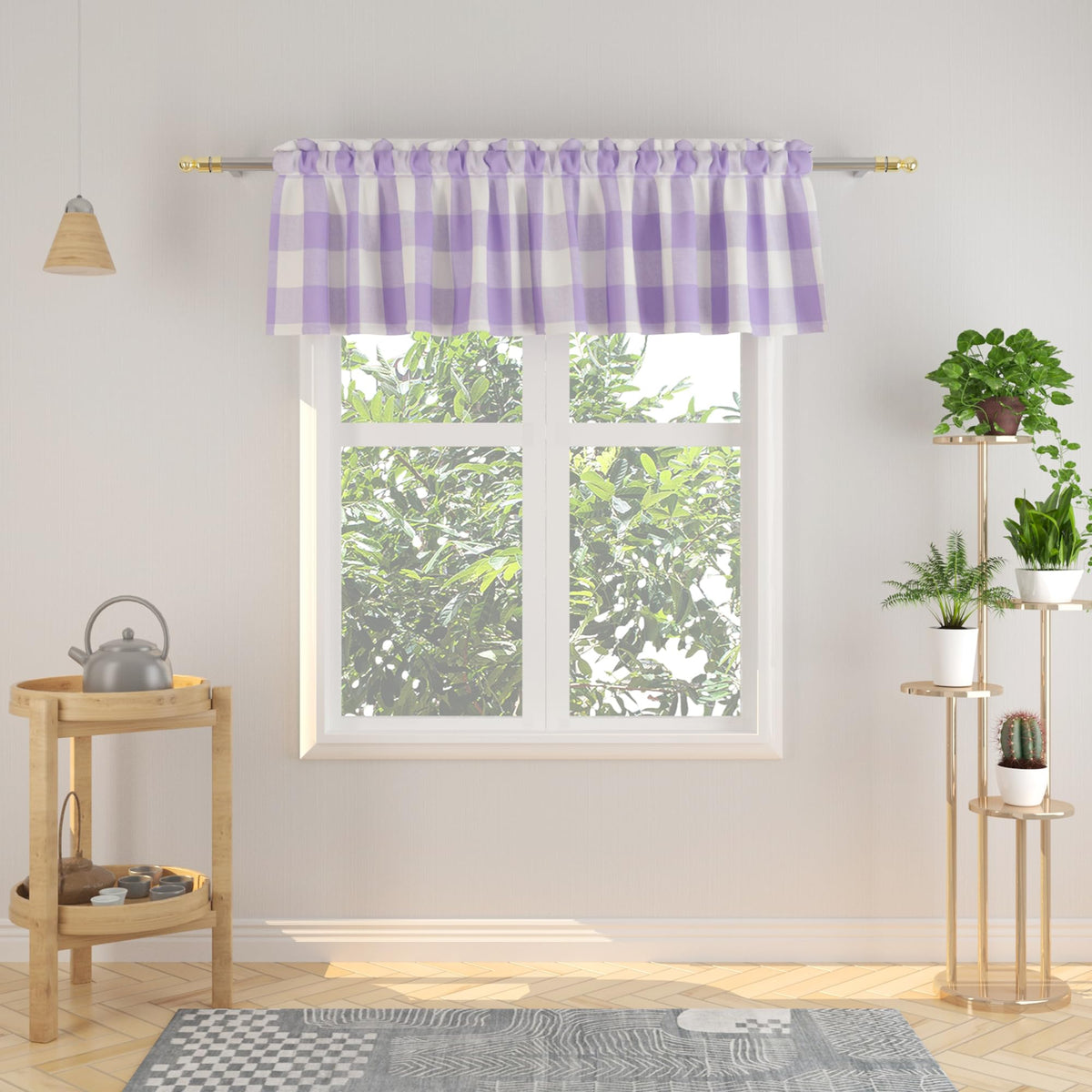 Buffalo Check Kitchen Tier Curtain 24 inches Long Plaid Gingham Rod Pocket Classic Cafe Curtains Country Farmhouse Kitchen Half Window Curtains 2 Panels Beige & White
