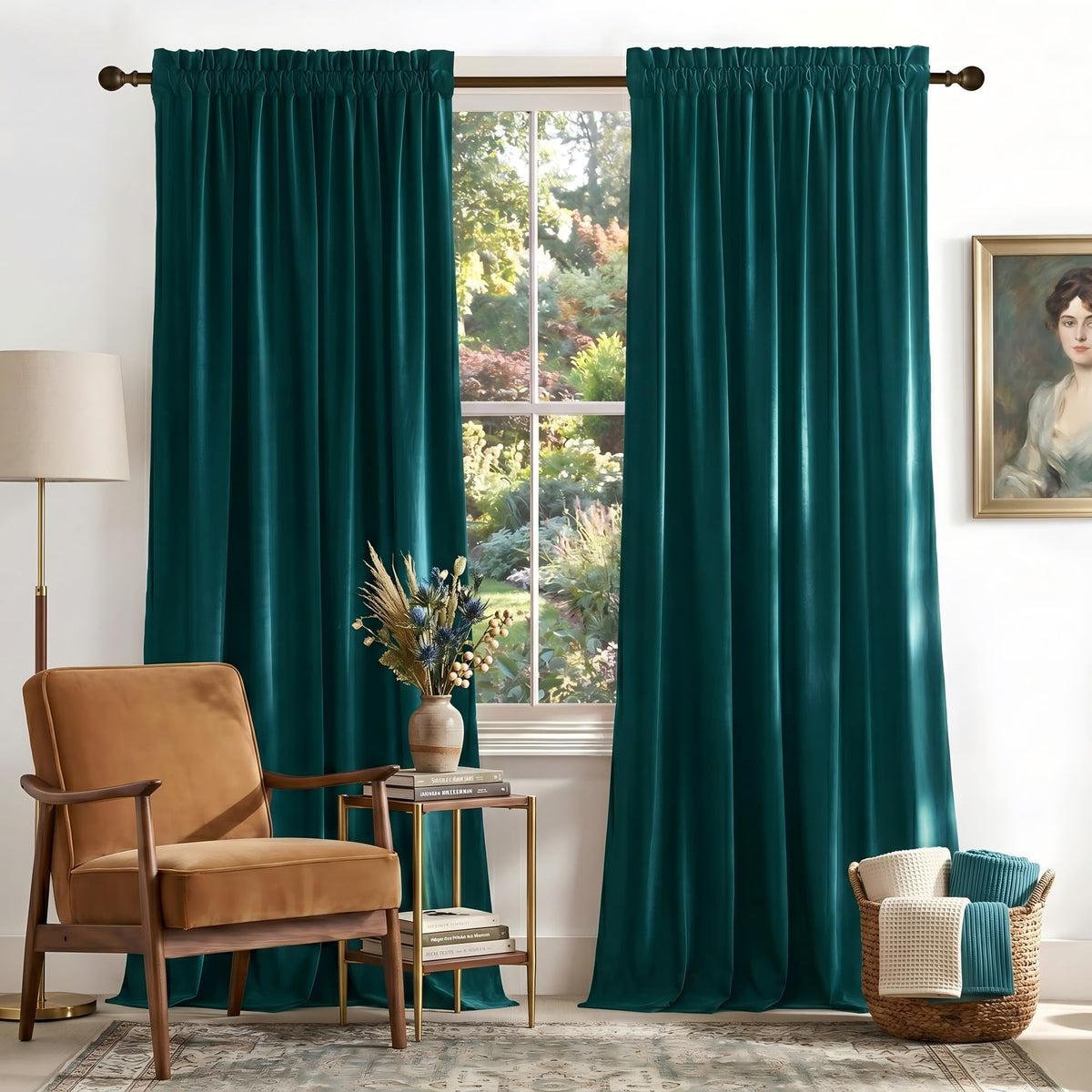 NICETOWN Black Out Velvet Curtains 63 inches Long for Kitchen