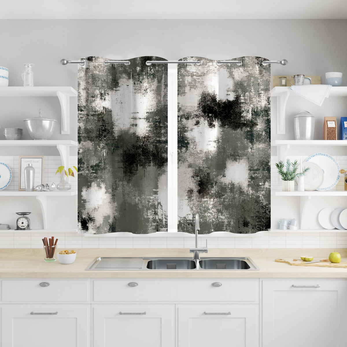 Asuexpect Burnt Orange Abstract Curtains for Kitchen, 26W x 36L, 2 Panels