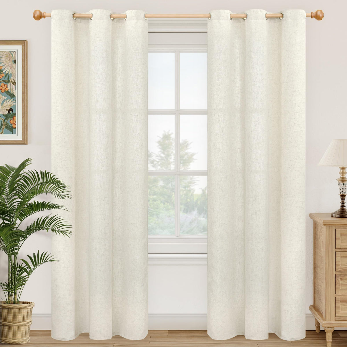 YoungsTex Linen Kitchen Window Curtains 40 Inch Length 2 Panels