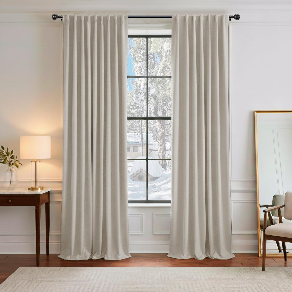 PONY DANCE Black Kitchen Blackout Curtains Over Sink, W 42 x L 45 inches
