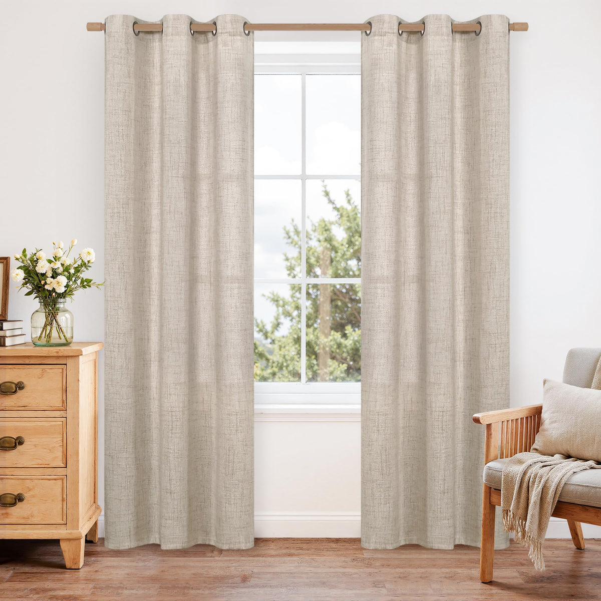 YoungsTex Linen Kitchen Window Curtains 40 Inch Length 2 Panels