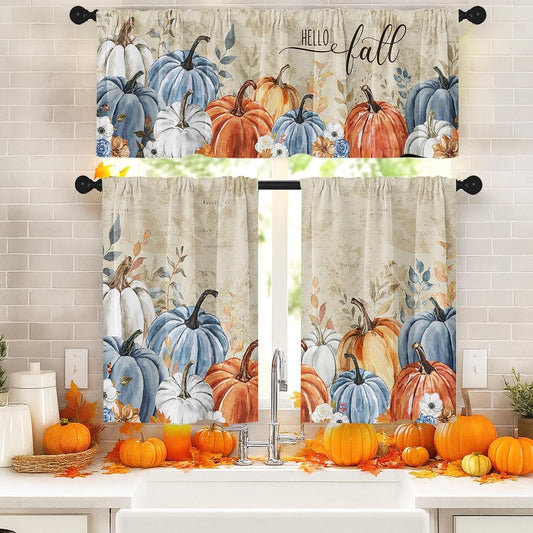Arttown Fall Kitchen Curtains Sets for Windows, 52x36 Inch Thanksgiving