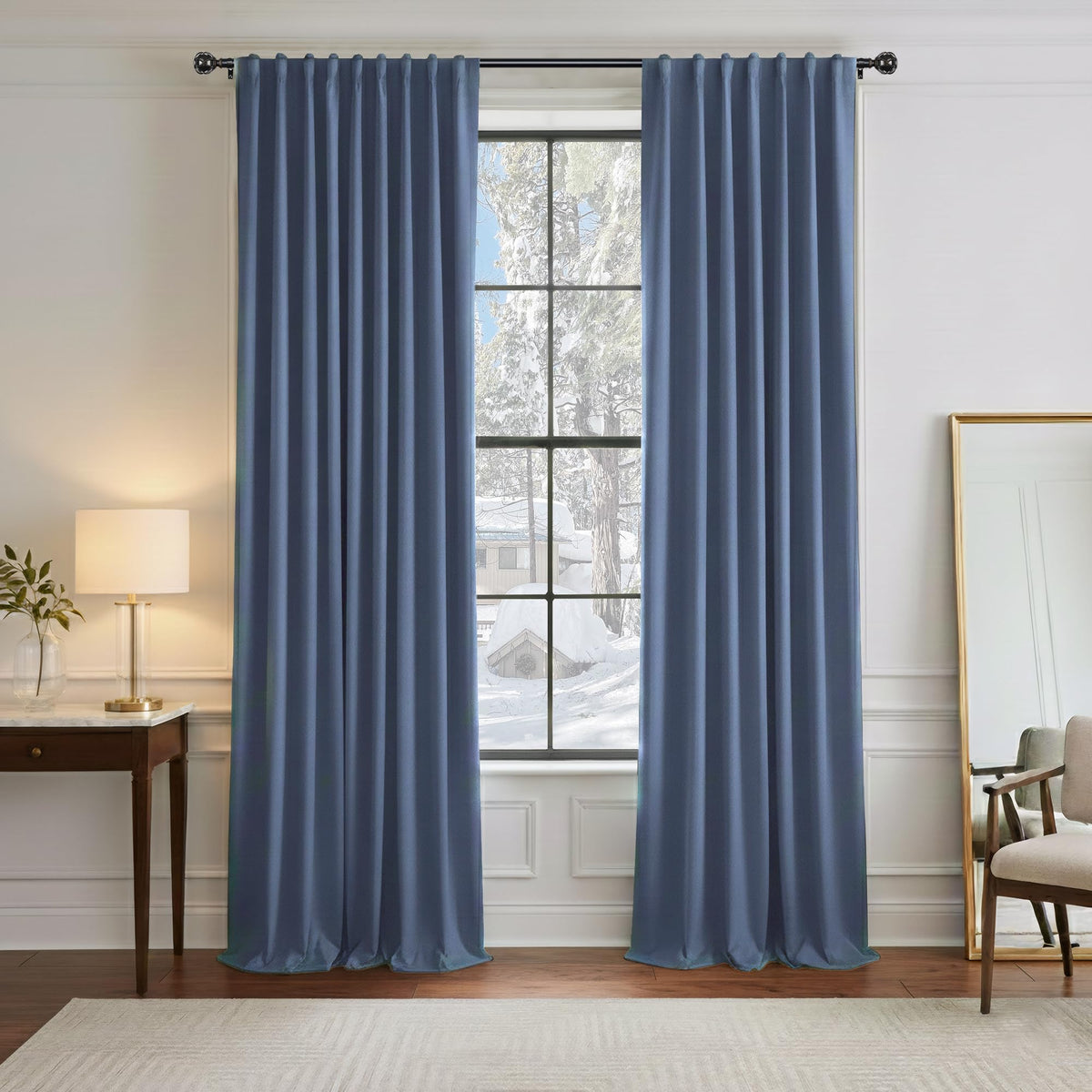 PONY DANCE Black Kitchen Blackout Curtains Over Sink, W 42 x L 45 inches