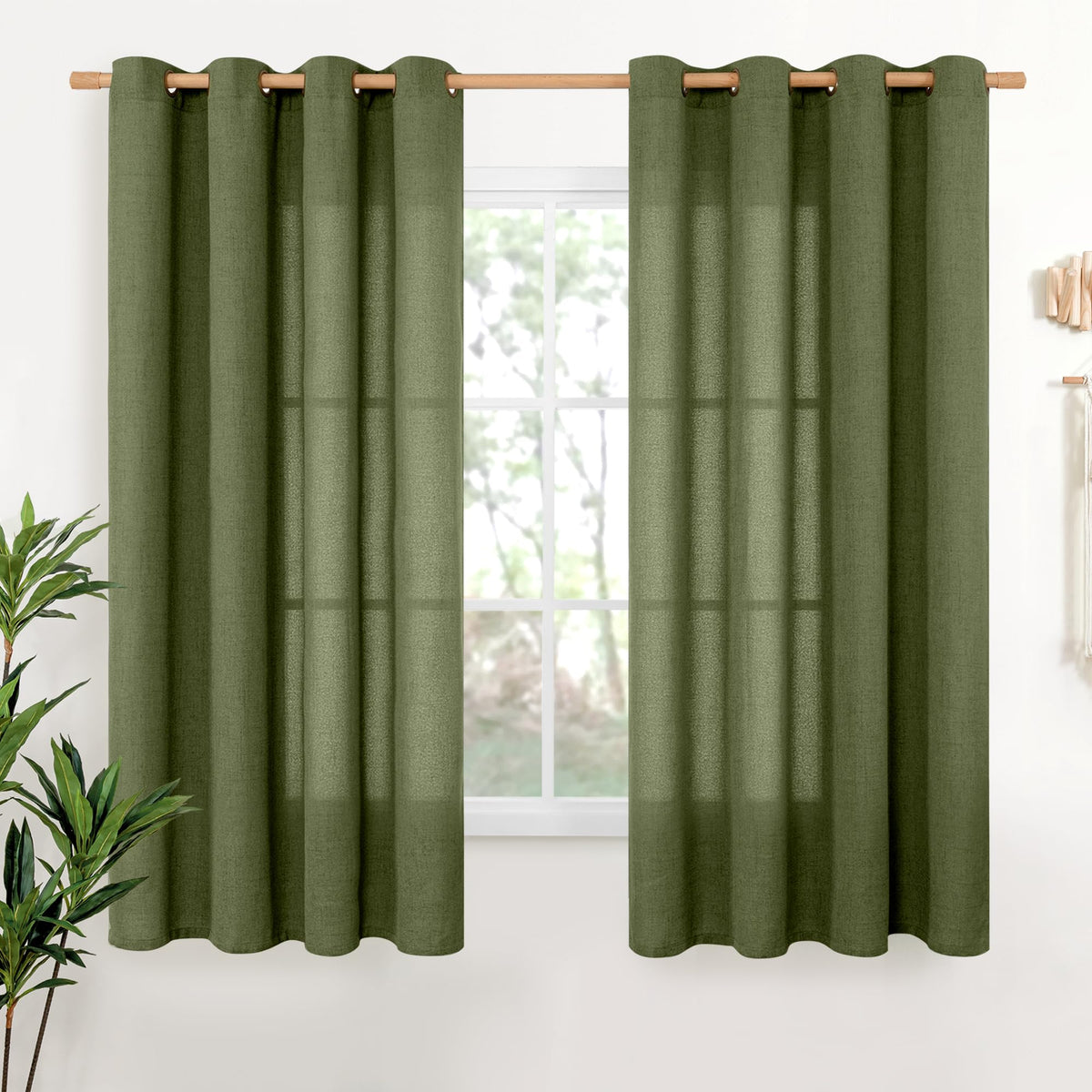 YoungsTex Linen Kitchen Window Curtains 40 Inch Length 2 Panels