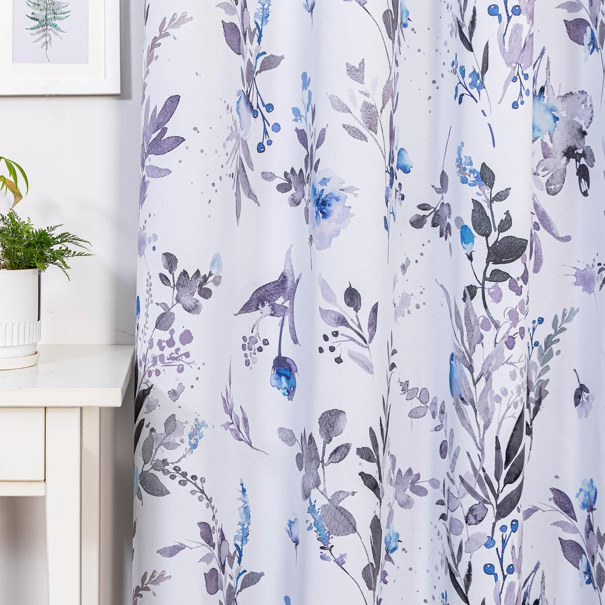 MYSKY HOME Floral Blackout Curtains 45 inch Length 2 Panels Yellow and Blue