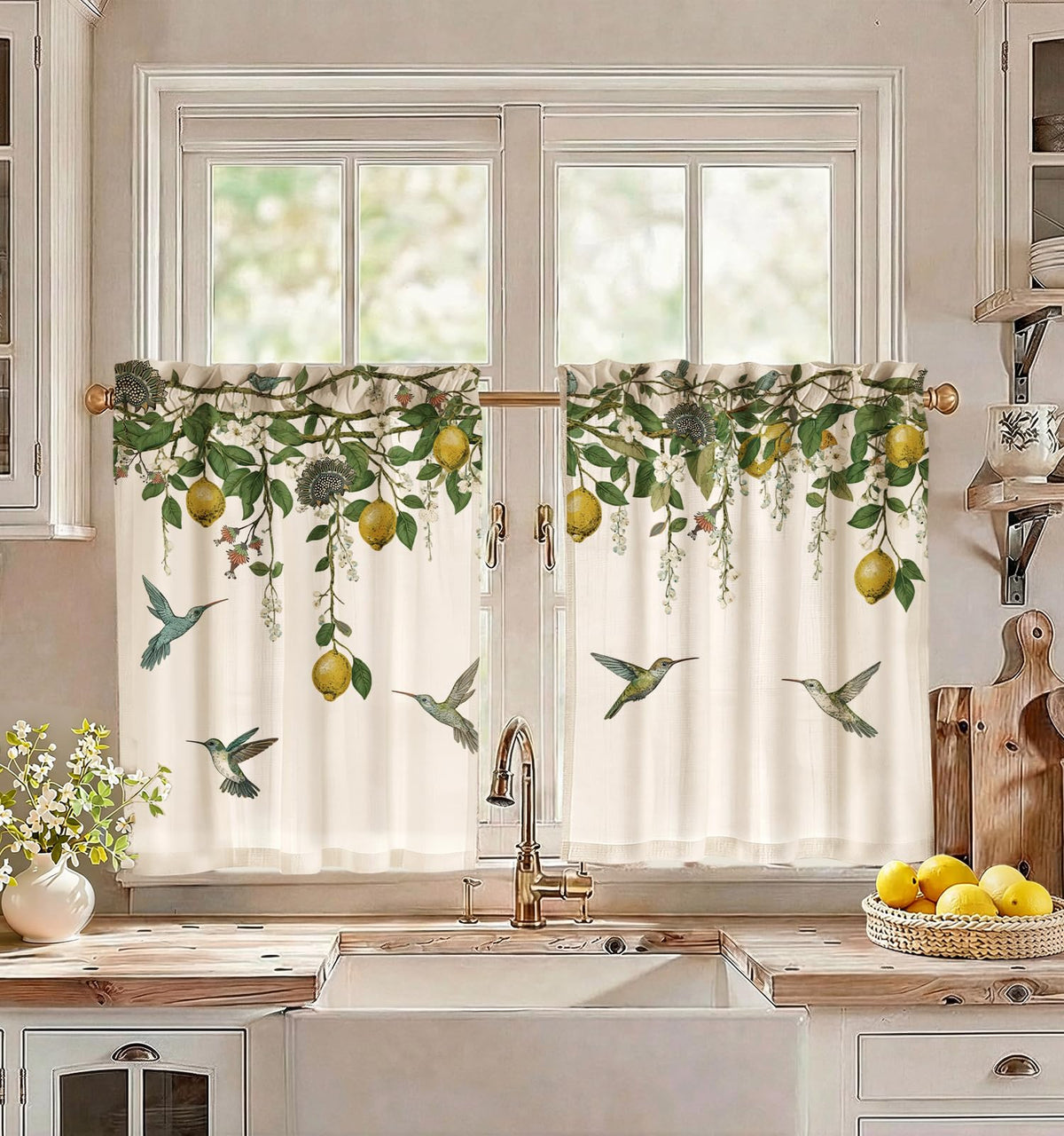 Miss Adola 36 Inch Length Kitchen Tier Curtains, Vintage Floral