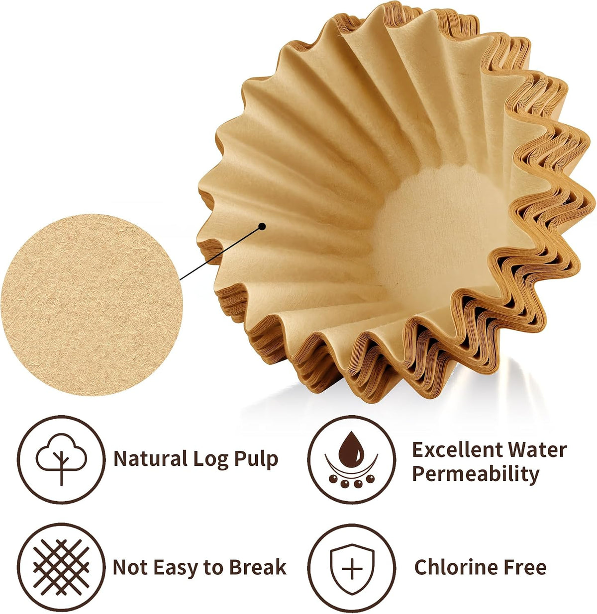 100pcs Coffee Paper Filters for Hamilton Beach 49902, Cuisinart DCC-3000P1