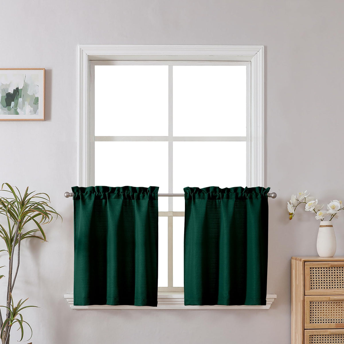 Chyhomenyc 2 Panels White Kitchen Curtains 36 Inch Length Tier Curtain