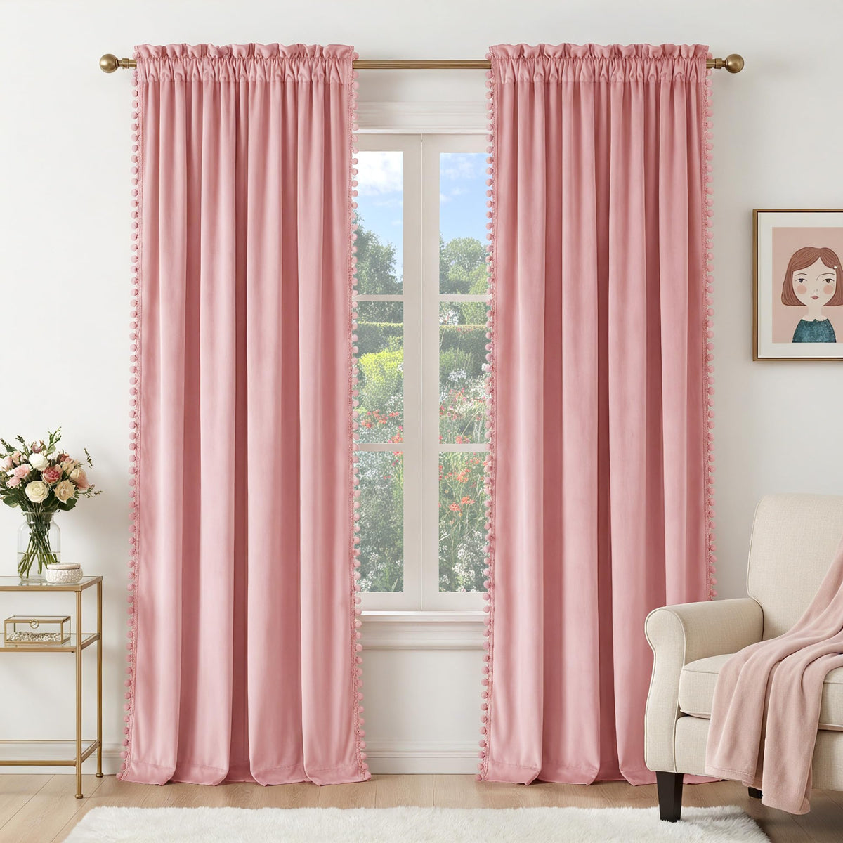 NICETOWN Black Out Velvet Curtains 63 inches Long for Kitchen