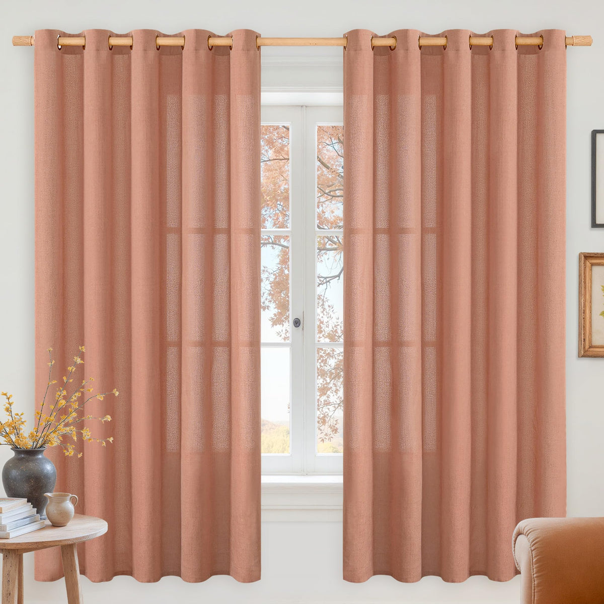 YoungsTex Linen Kitchen Window Curtains 40 Inch Length 2 Panels