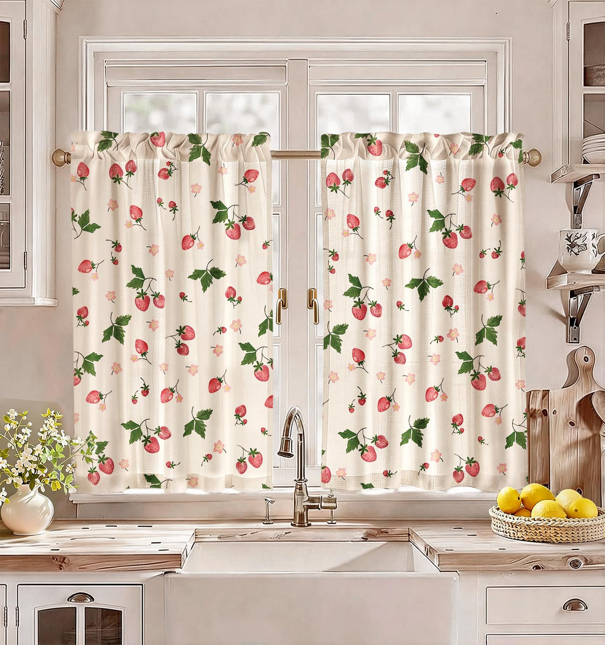 Miss Adola 36 Inch Length Kitchen Tier Curtains, Vintage Floral