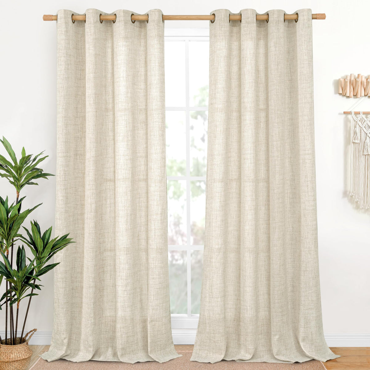 YoungsTex Linen Kitchen Window Curtains 40 Inch Length 2 Panels