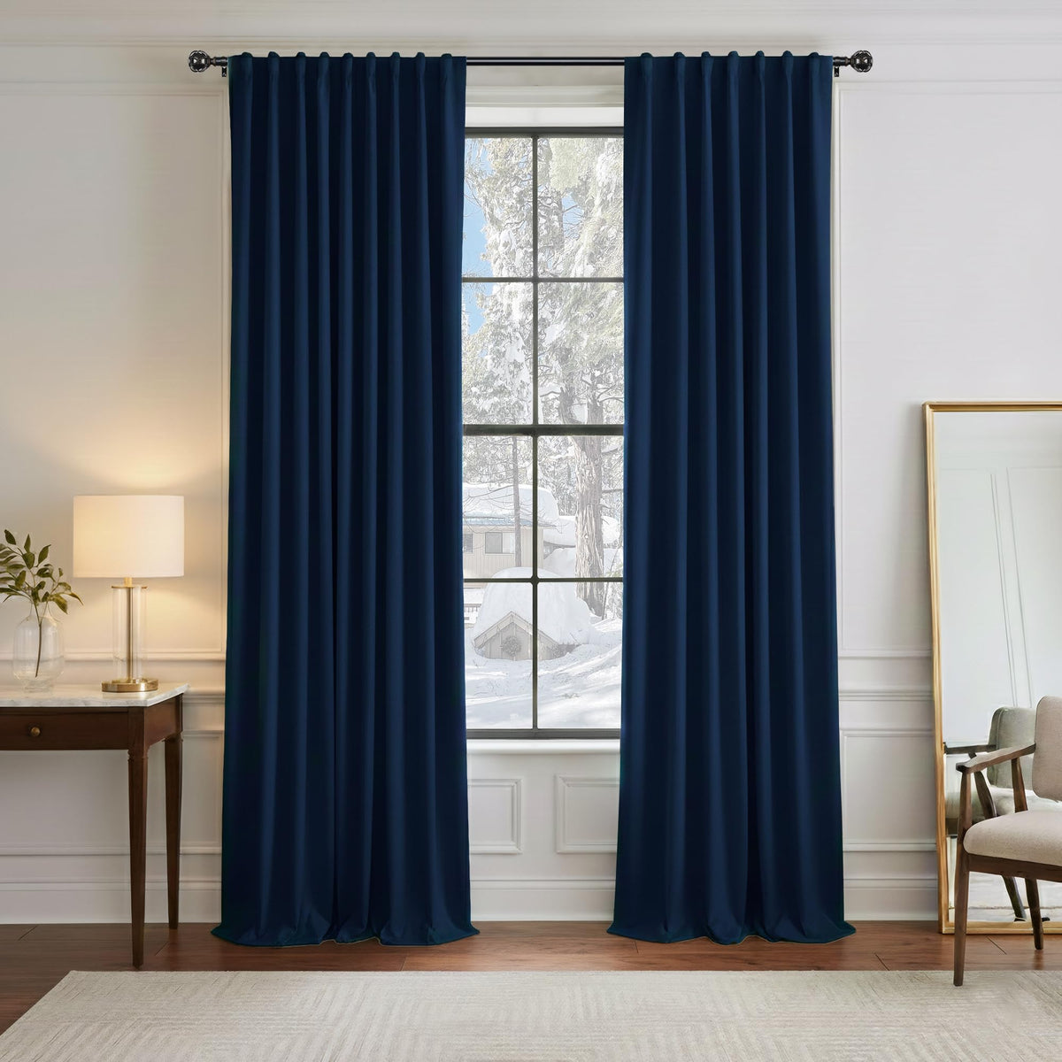 PONY DANCE Black Kitchen Blackout Curtains Over Sink, W 42 x L 45 inches