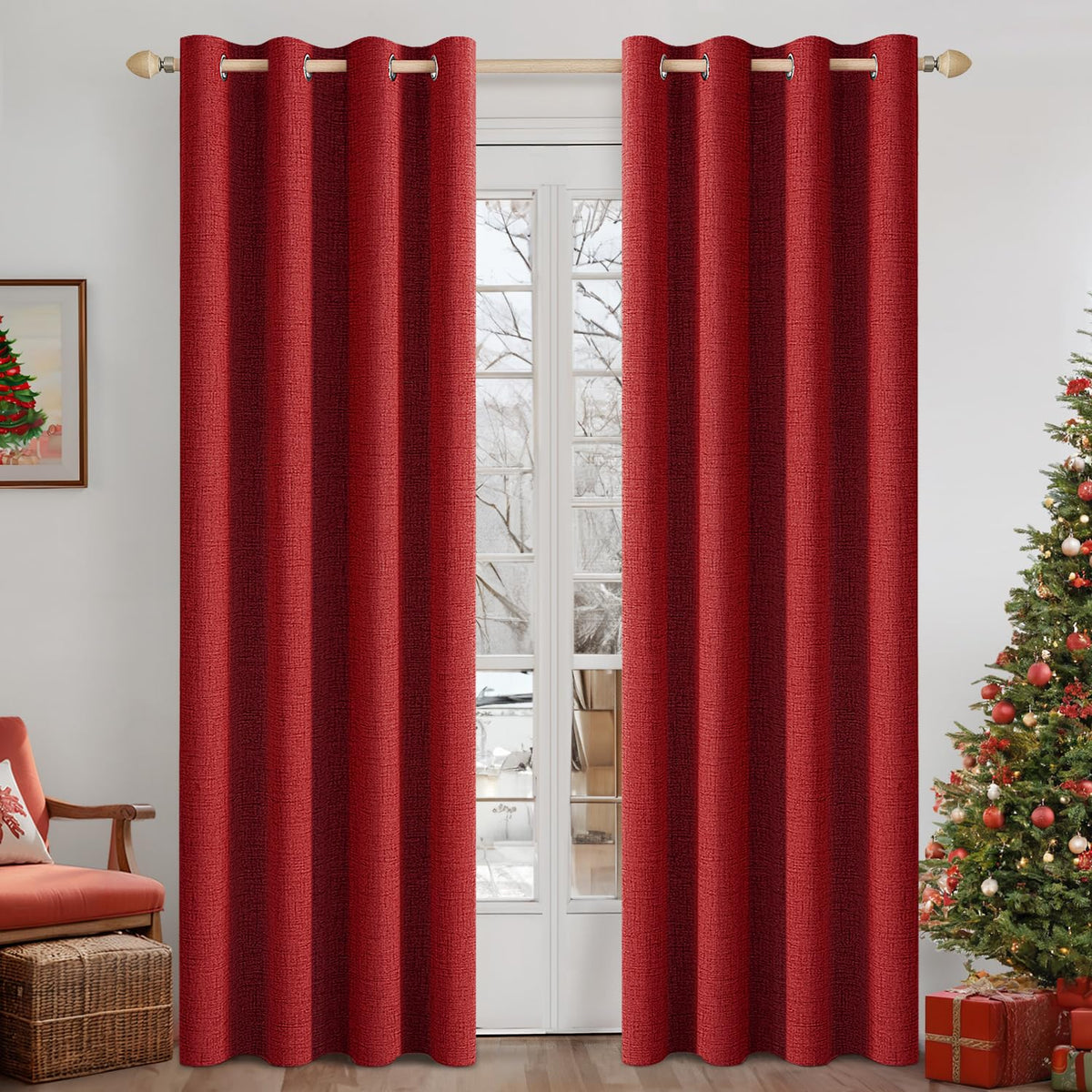 MIULEE 100% Blackout Linen Curtains for Bedroom 52x54 Inches Natural Beige