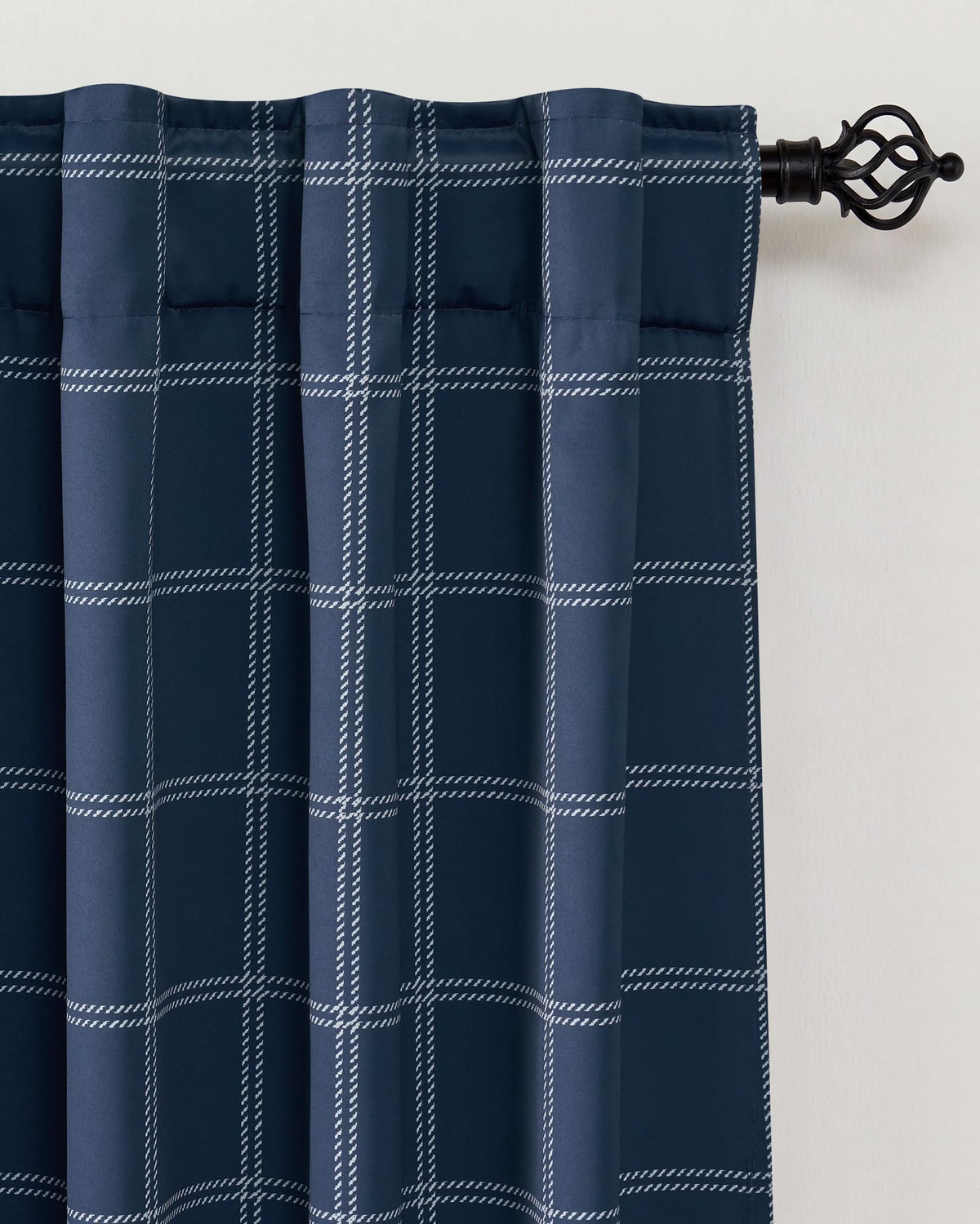 NICETOWN Olive Green Farmhouse Gingham Tiers Kitchen 100% Blackout Curtains