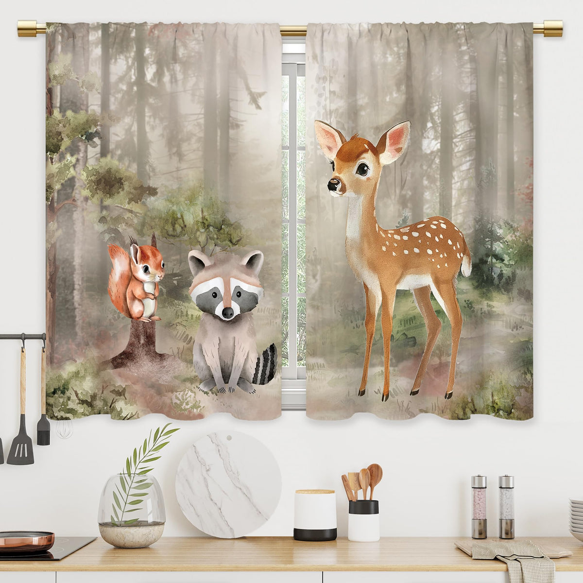 Farmhouse Rooster Kitchen Curtains Rustic Country Bathroom Curtains Window Treatment Drapes Tier Sunflower Vintage Cafe Small Bedroom Short French Door Curtains 2 Panels 27.5x39 Inch